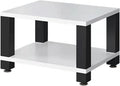 2-Tier AV Component Media Stand - Stereo Audio Rack, Printer Storage, Carbon Steel Frame, TV & Video Organizer Shelf, Modern Design (White, 60x48x37.5cm)