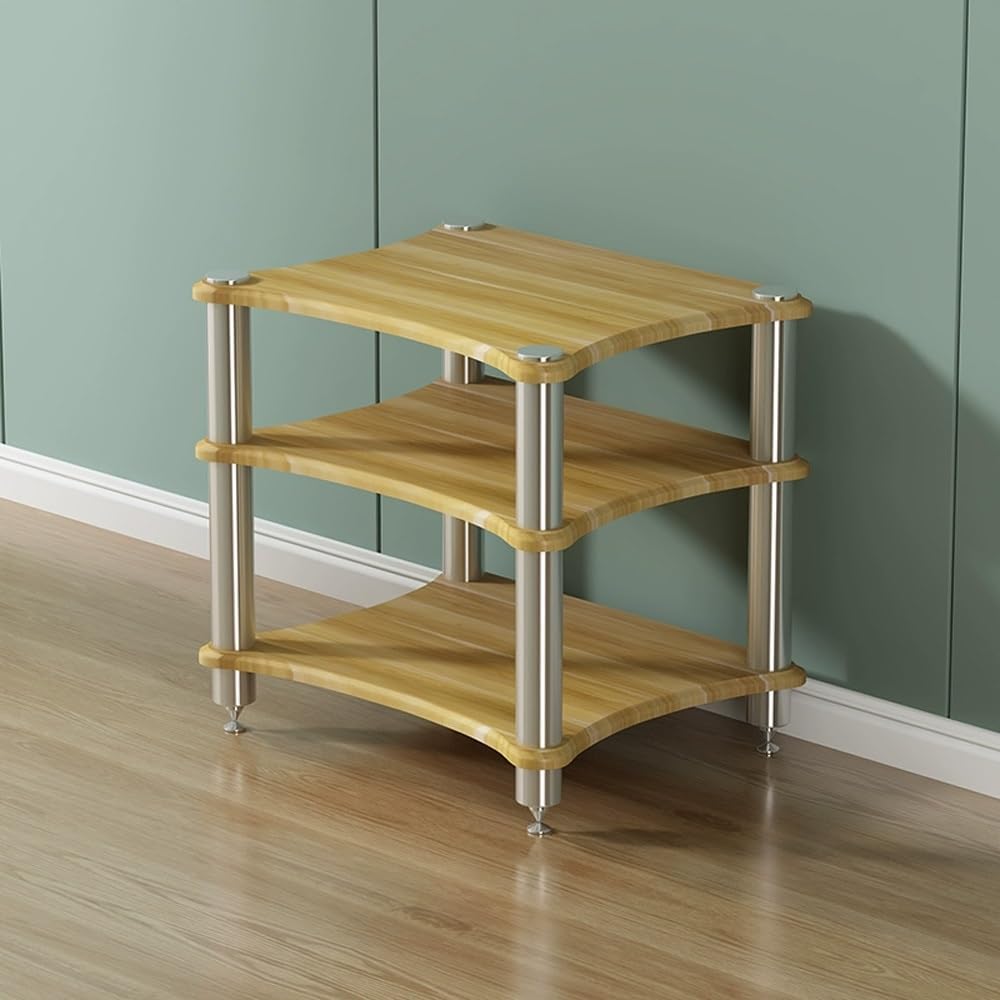 33' High Audio Component Rack - Corner Shelf Tower for Record Player & Stereo Receiver - Hifi Audiophile Equipment Cabinet,Yellow-60x48x62 cm
