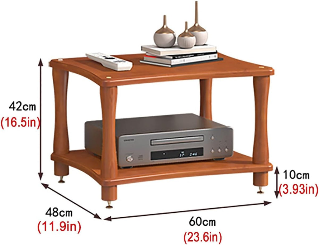 HOFSSI Open Audio Rack/Record Player Stand with Shock Absorbing Feet, Wooden Stereo Cabinet Media Stand Corner Shelf, TV Box/WiFi Router/Audio Equipment Organizer, for Home/Office/Theater(2-Tier)