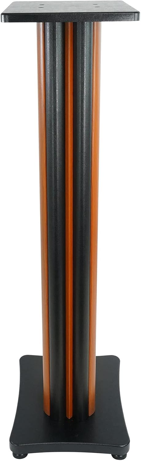 Rockville Pair SS36C 36' Classic Wood-Grain Speaker Stands, Solid MDF, 100 lb Capacity, Dual Top Plates, Isolation Pads, Brass and Rubber Spikes, Cable Management for Home Audio and Studio