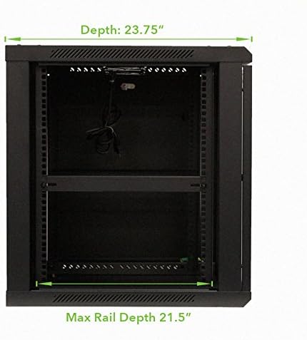 NavePoint 12U Wall Mount Audio Video A/V 24 Inch Cabinet Rack Enclosure Door Lock and Shelves