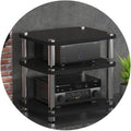 1/2/3/4-layer HiFi Audio Cabinet HiFi Stand Record Player MDF Stand Audio Rack with Shock-Absorbing Feet Power Amplifier Shelf Equipment Cabinet (Color : Black, Size : 60 * 48 * 57cm(3Tier))