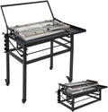 Charcoal Flip Grill for BBQ - 360° Flipping Portable Charcoal BBQ Grill with 5 Height Settings, Side Storage & Lockable Wheels - Ideal for Outdoor Camping, Backyard