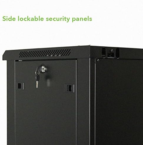NavePoint 18U Wall Mount Audio Video A/V Rack Cabinet Glass Door Lock Casters and Shelves