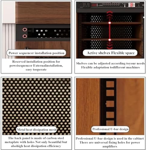 Heavy Duty Audio Rack on Wheels - Professional Studio & Home Theater Equipment Cabinet for Amplifier and AV Receiver, 4 Tier