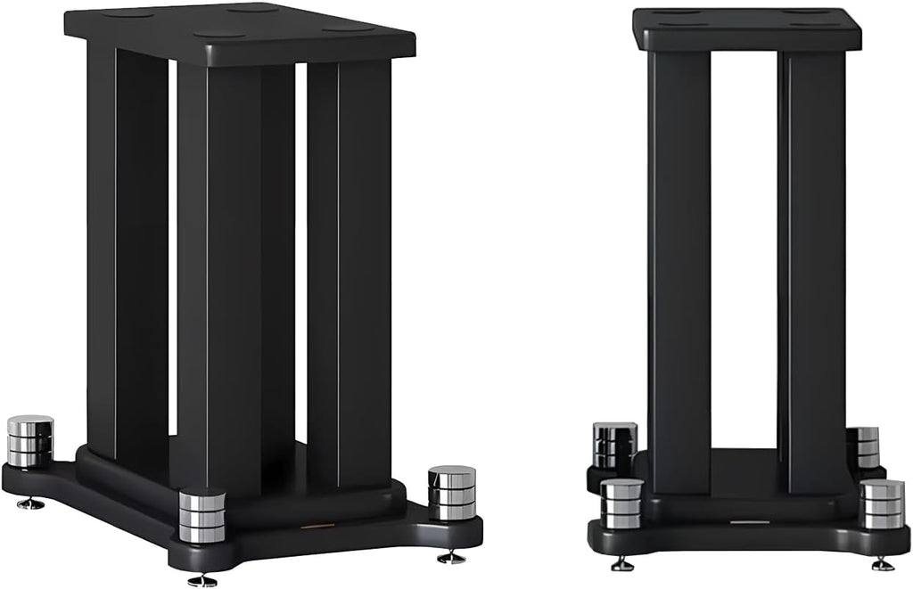A Pair of Speaker Stands, Heavy Duty Speaker Stand Holds Bookshelf/Satellite/Large Speaker, Vibration-Absorbing MDF Design, 1.96×1.96in Metal Column Support,Holds 88lbs Speaker (Black, 11.8in)