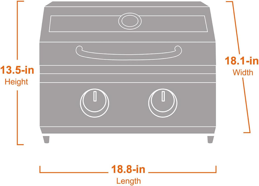 Portable Propane Gas Grill 2-Burner Tabletop Clearview® Monument Grills for Outdoor Camping Cooking, Two 15,000 BTU Burners, Stainless Steel, and Built-in Thermometer
