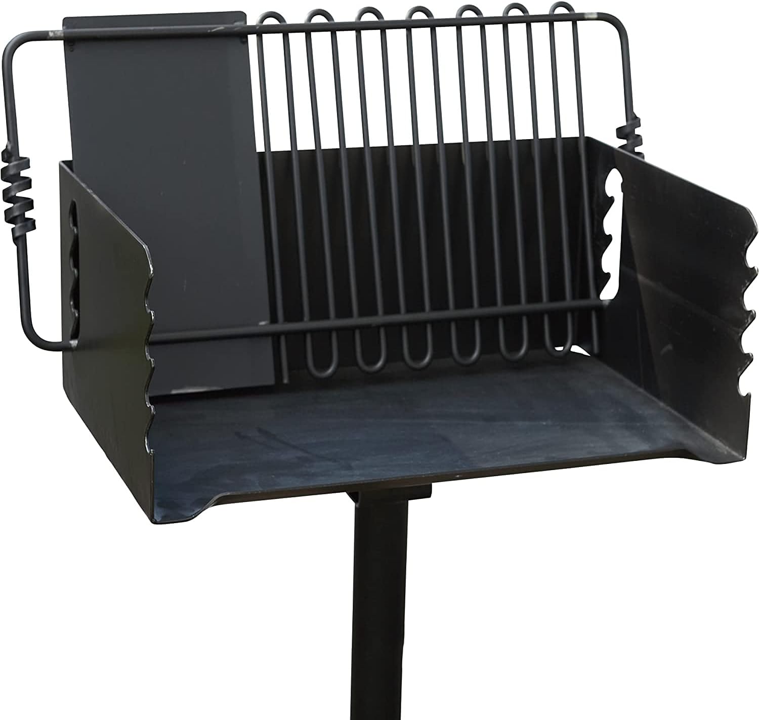 Pilot Rock CBP-247 Jumbo Park Style Heavy Duty Steel Outdoor BBQ Charcoal Grill with Cooking Grate and 2 Piece Post for Camping and Backyards, Black