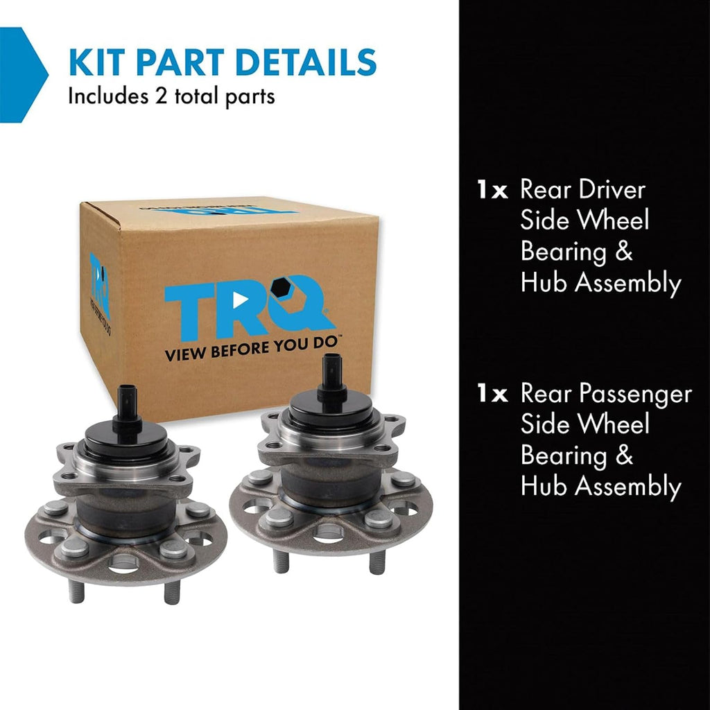 TRQ Rear Wheel Bearing and Hub Assembly Set 2 Piece Compatible with 2018 Toyota C-HR excluding Japan Built Models 2019 C-HR excluding Japan Built Models