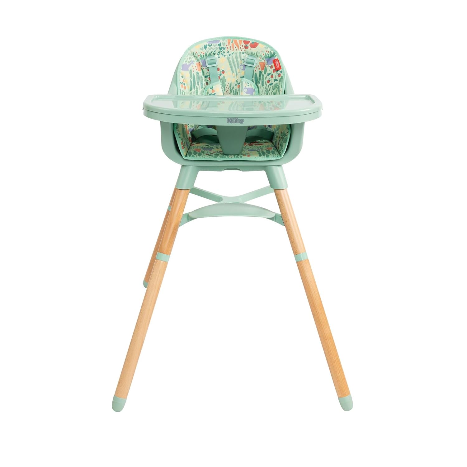Nuby 4-in-1 Baby High Chair Seat with Removable Tray - 6+ Months to 3 Years - Adjustable Toddler Chair for Eating - Holds Up to 60 lbs - Green