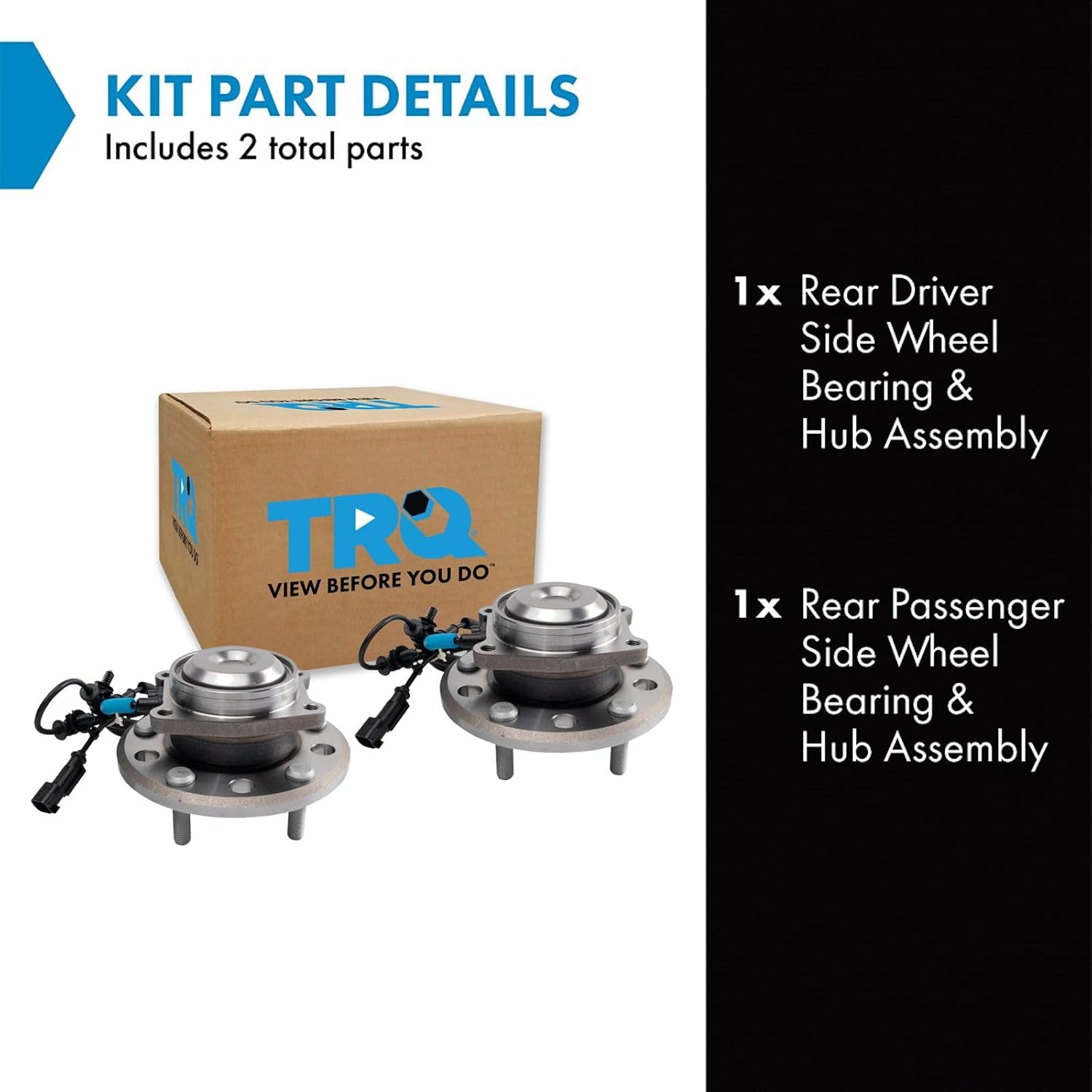 TRQ Rear Driver and Passenger Side Wheel Bearing and Hub Assembly Set 2 Piece Compatible with 2017-2019 Chrysler Pacifica Van Without Adaptive Cruise Control