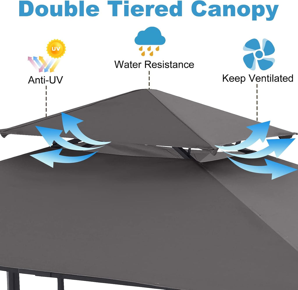 ABCCANOPY 8x5 Grill Gazebo - Outdoor BBQ Canopy Shelter with Led Light for Patio Backyard Grilling (Dark Grey)