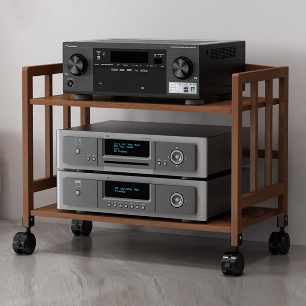 Height-Adjustable Modern AV Media Stand - Multi-Function Floor-Standing TV Cabinet with Open Storage, Wooden Shelves for Home Theater, Stereo Components & Corner Solutions