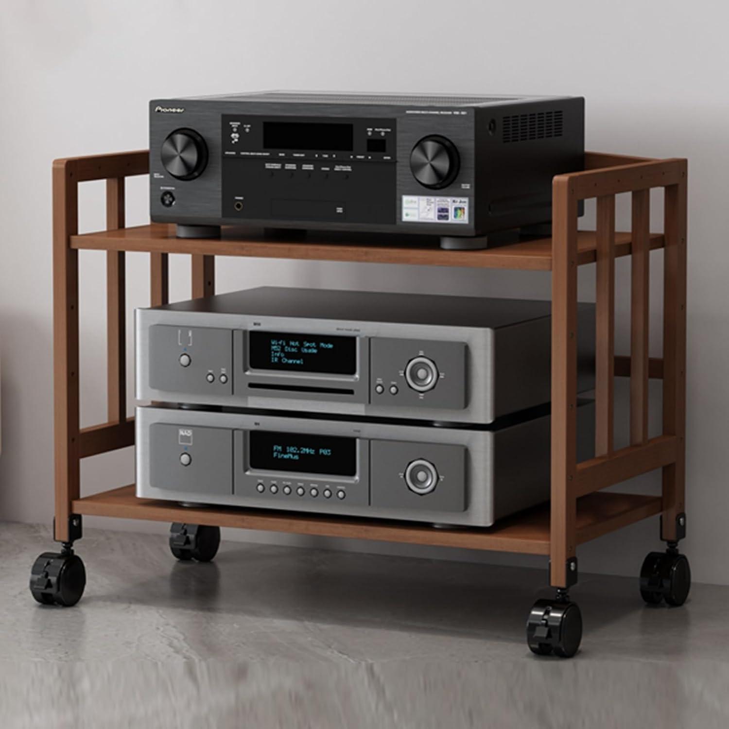 Height-Adjustable Modern AV Media Stand - Multi-Function Floor-Standing TV Cabinet with Open Storage, Wooden Shelves for Home Theater, Stereo Components & Corner Solutions