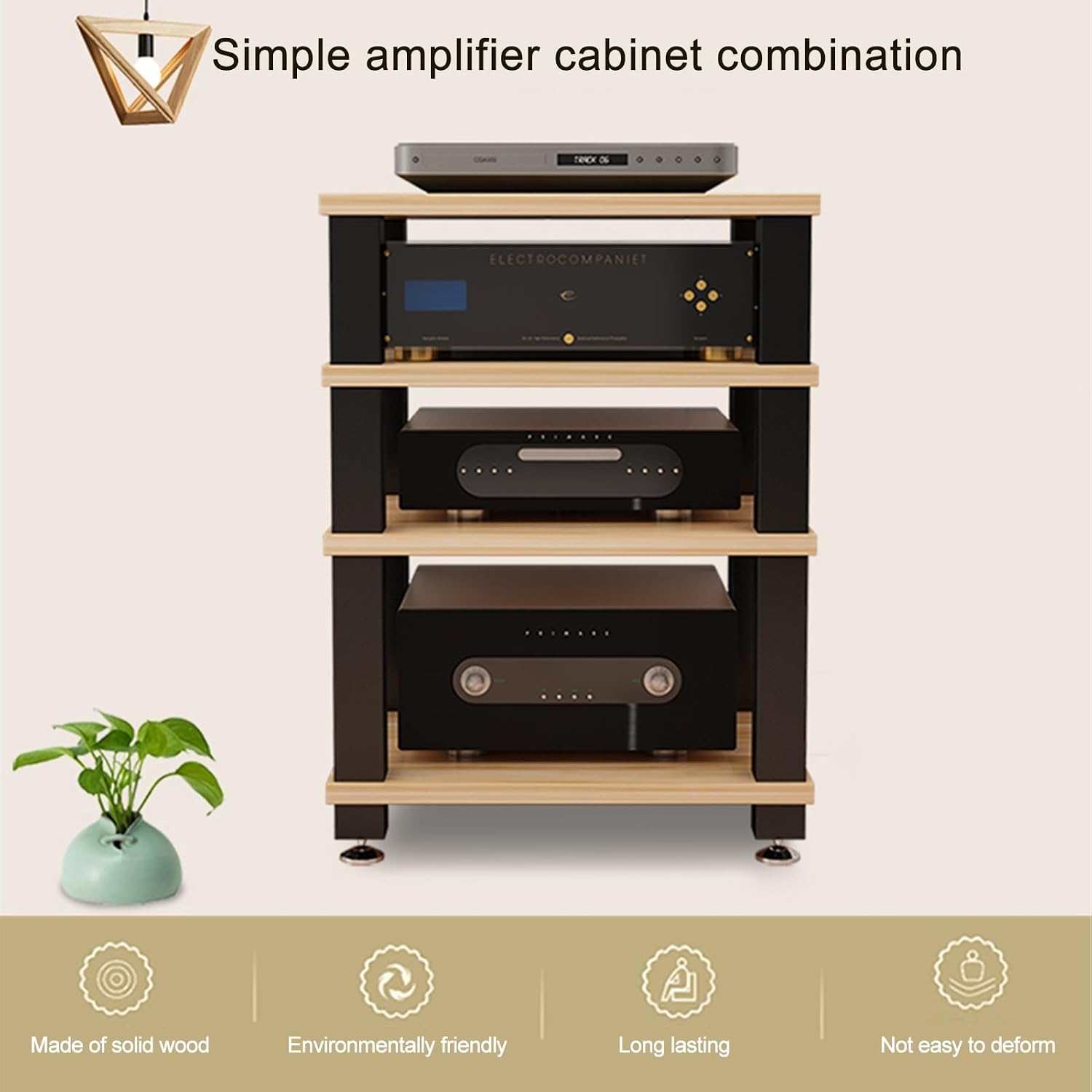 4-Tier Media Cabinet, Audio Video Stand, Corner TV Stand with Ample Storage for Small Spaces, Teak Finish, Perfect for Stereo and Media Equipment, 23.6'x18.8'x3.9'