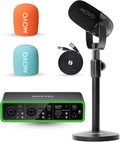 Movo Music Audio Interface Bundle - Phantom USB Audio Interface, CastMic XLR Dynamic Microphone, and Tabletop Stand - Professional Studio Equipment for Musicians, Singers, and Producers
