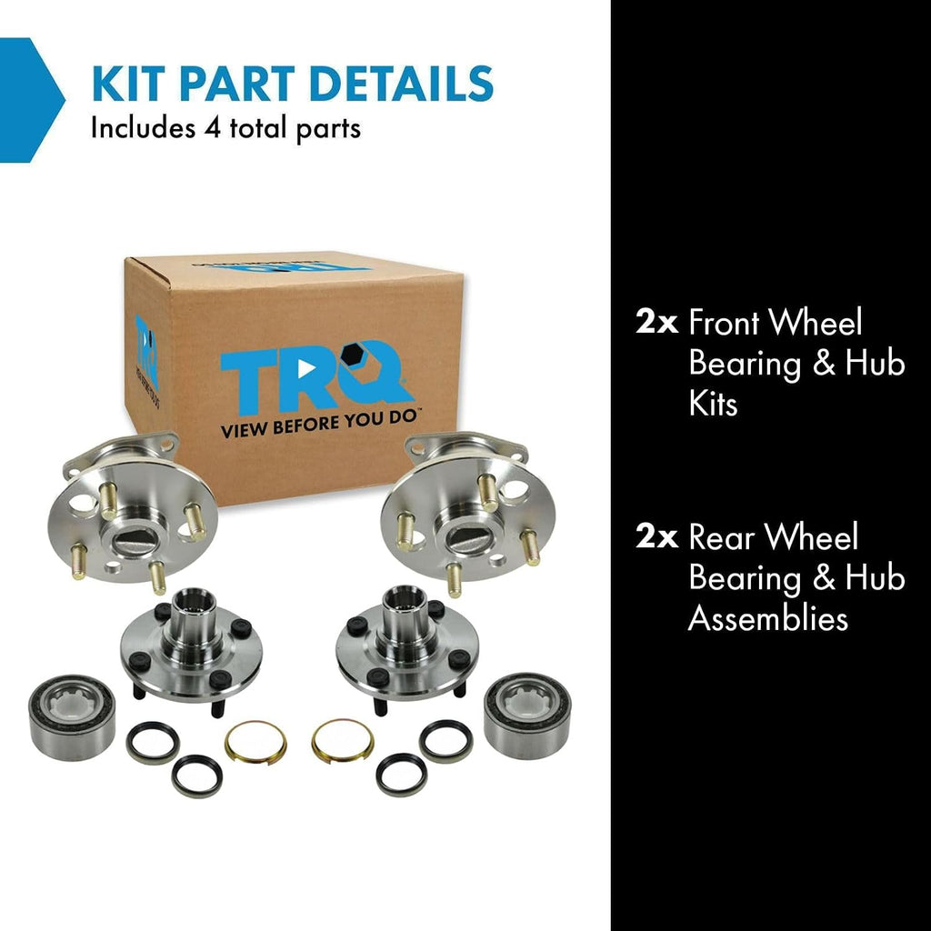 TRQ 2 Piece Wheel Bearing & Hub Assembly Set Compatible with 1998-2002 Chevrolet Prizm 1993-1997 Geo 1993-2002 Toyota Corolla
