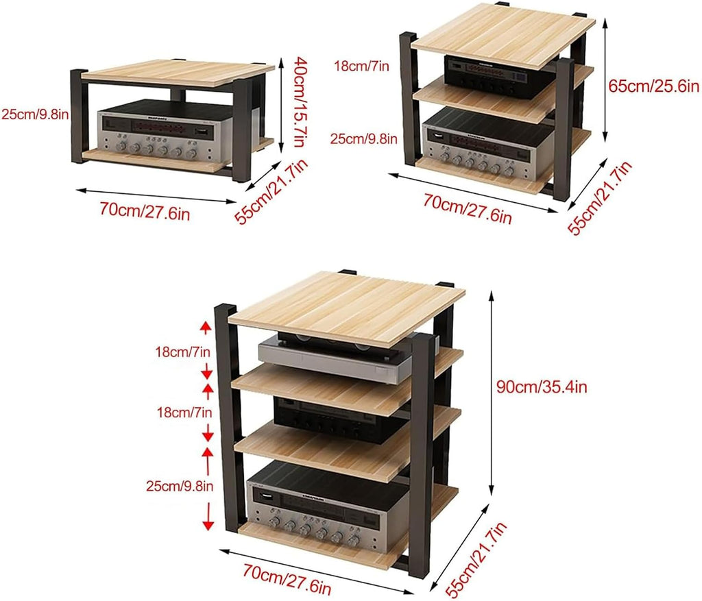 Light Walnut Audio Rack - 2 Tier AV Media Stand, Entertainment Tower for Stereo & Video Components, Stylish Cabinet for Home Theater & AV Equipment, Storage Solution