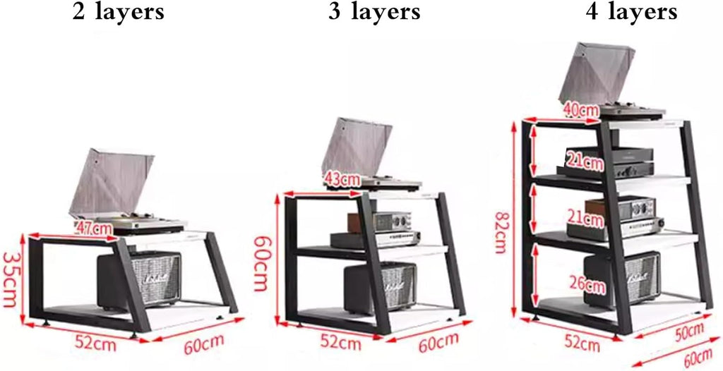 Audio Video Equipment Rack Cabinet HiFi Stand for Amplifier, Receiver Record Player Stand Media Storage Rack Home Theater, Office & Recording Studio Use(B,60 * 52 * 82cm(4Tier))