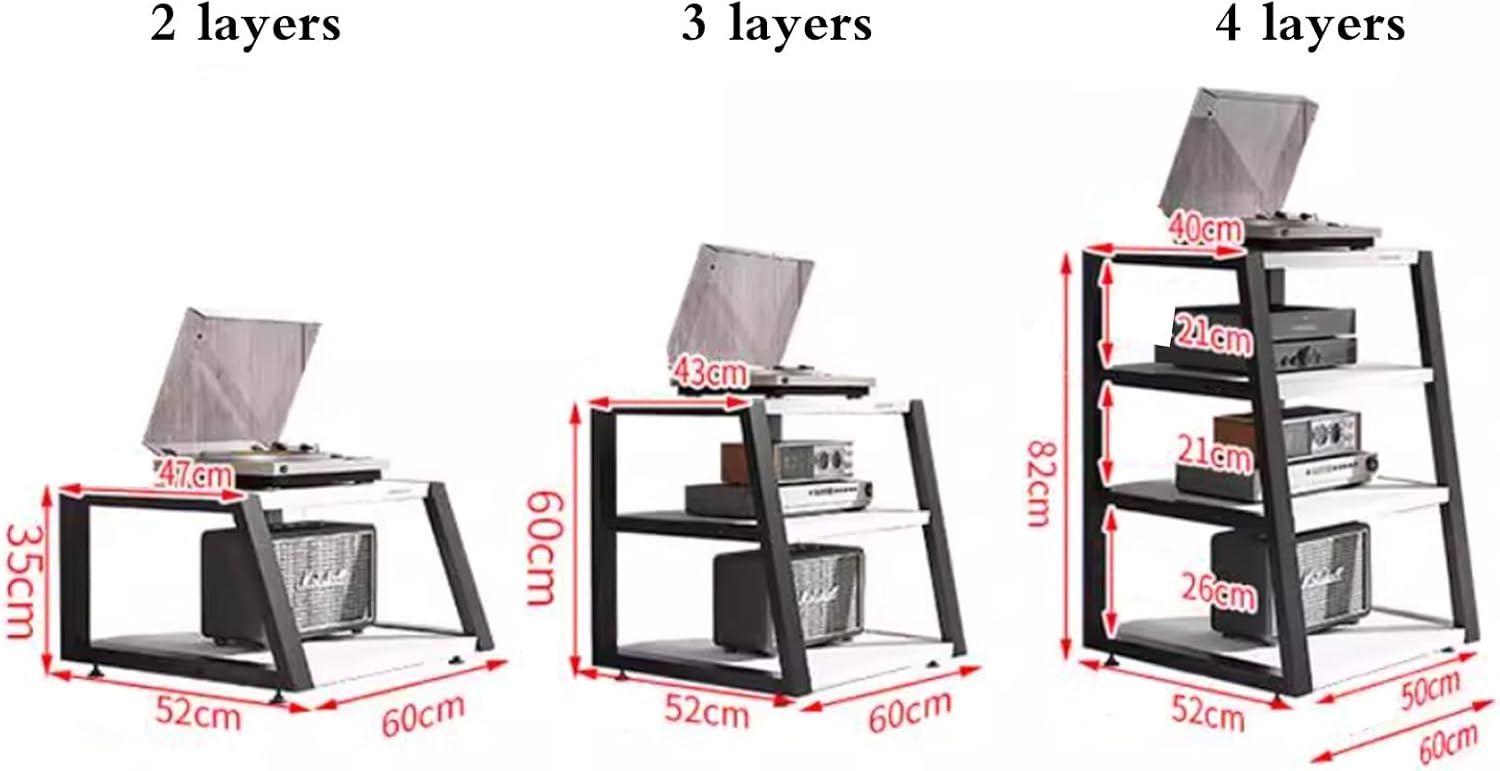 Audio Video Equipment Rack Cabinet HiFi Stand for Amplifier, Receiver Record Player Stand Media Storage Rack Home Theater, Office & Recording Studio Use(A,60 * 52 * 82cm(4Tier))