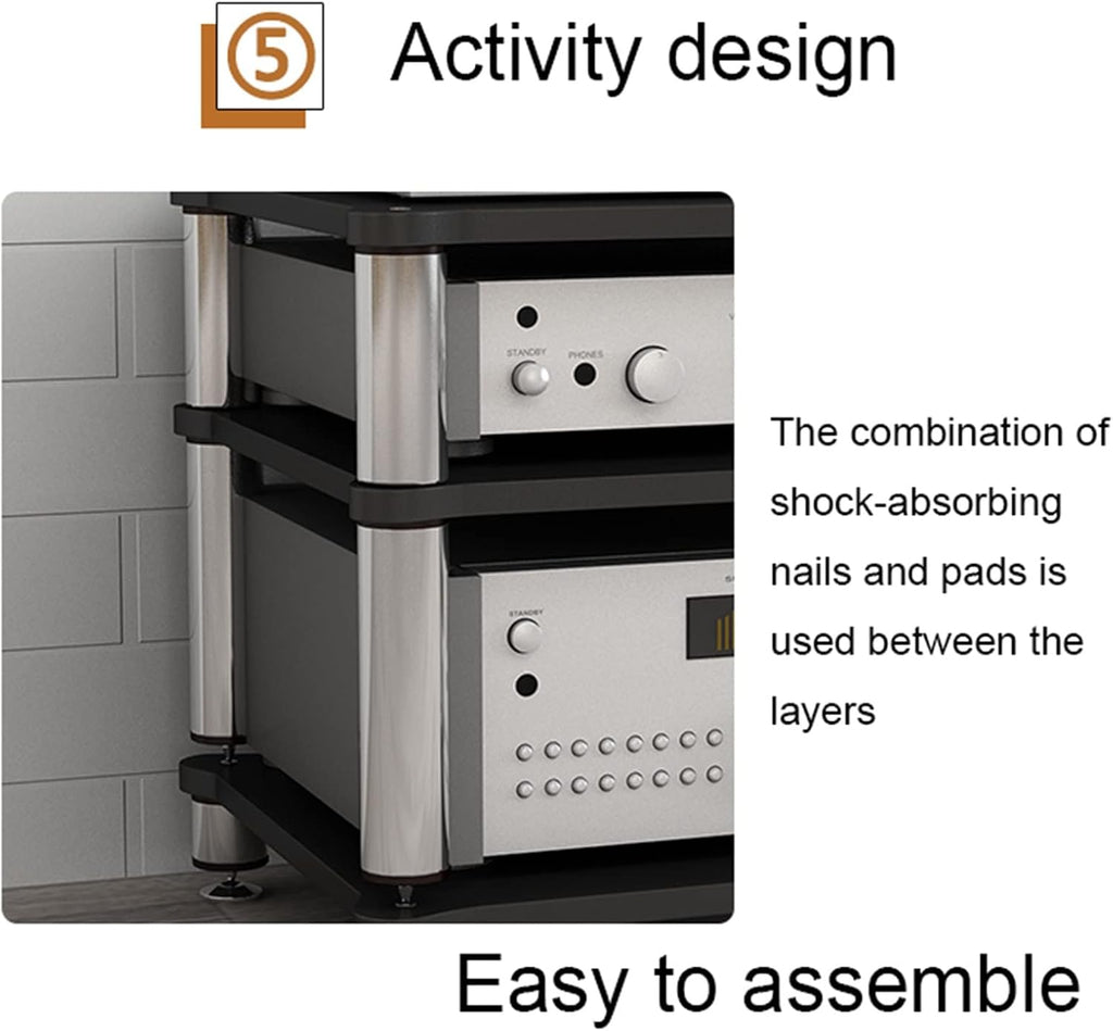 4 Tier Audio Shelf Audio Rack, Media Stand and Components Cabinet Shelf,HiFi Racks and Stands Audio Rack Cabinet