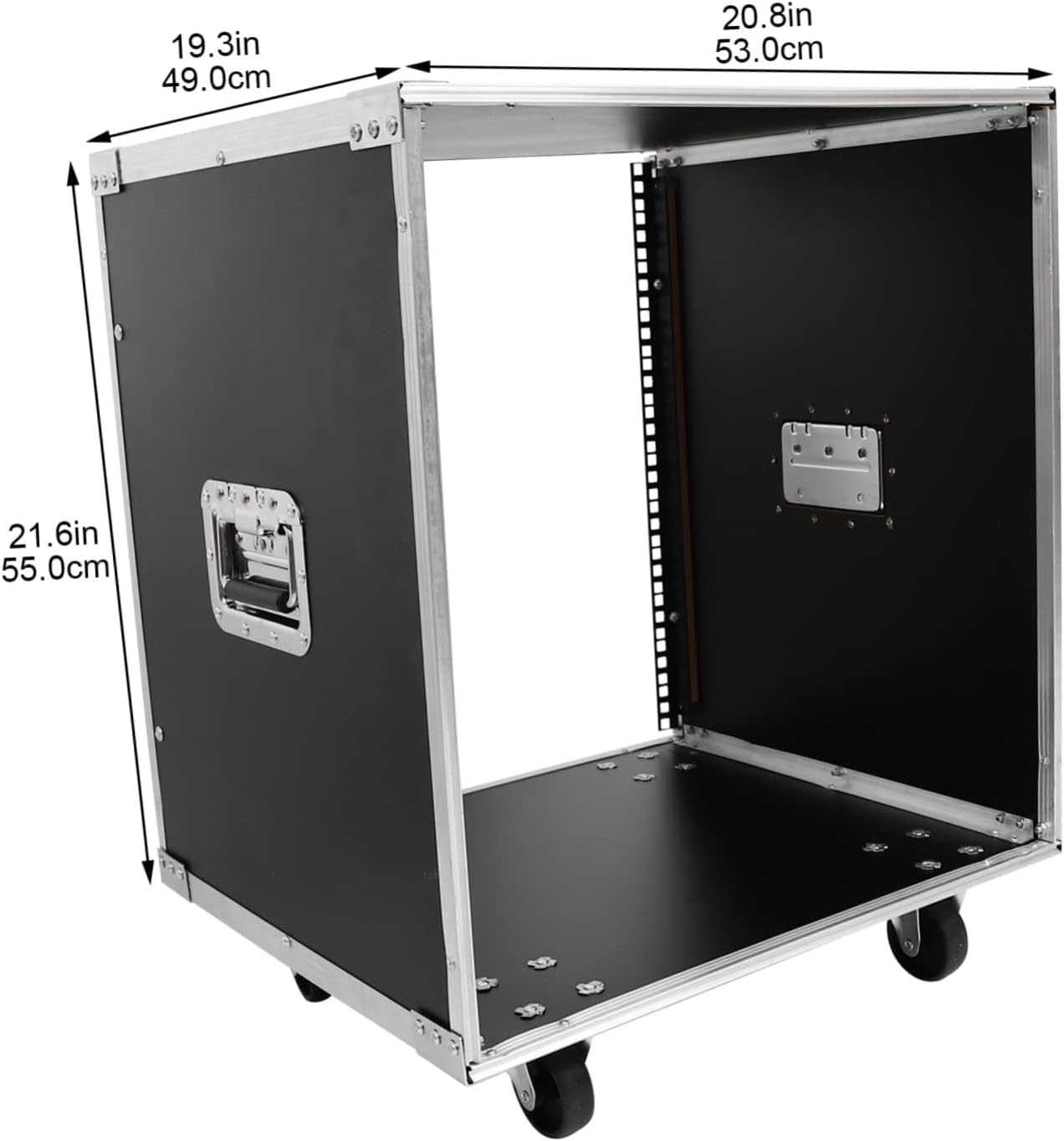 Stereo Rack Alloy Audio Shelf for Professional Equipment Portable Audio Cabinet with Handles and Rollers Easy Assembly Rack for Mixer and Computer Chassis