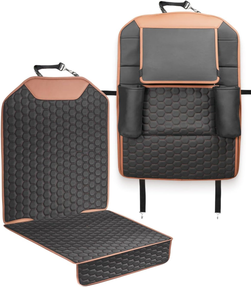 Owleys Set Seat Back Organizer & Car Seat Protector Hexy Waterproof & Non-Slip Protector for Child Car Cushion for Leather and Fabric Seats (Hexy Set 1)