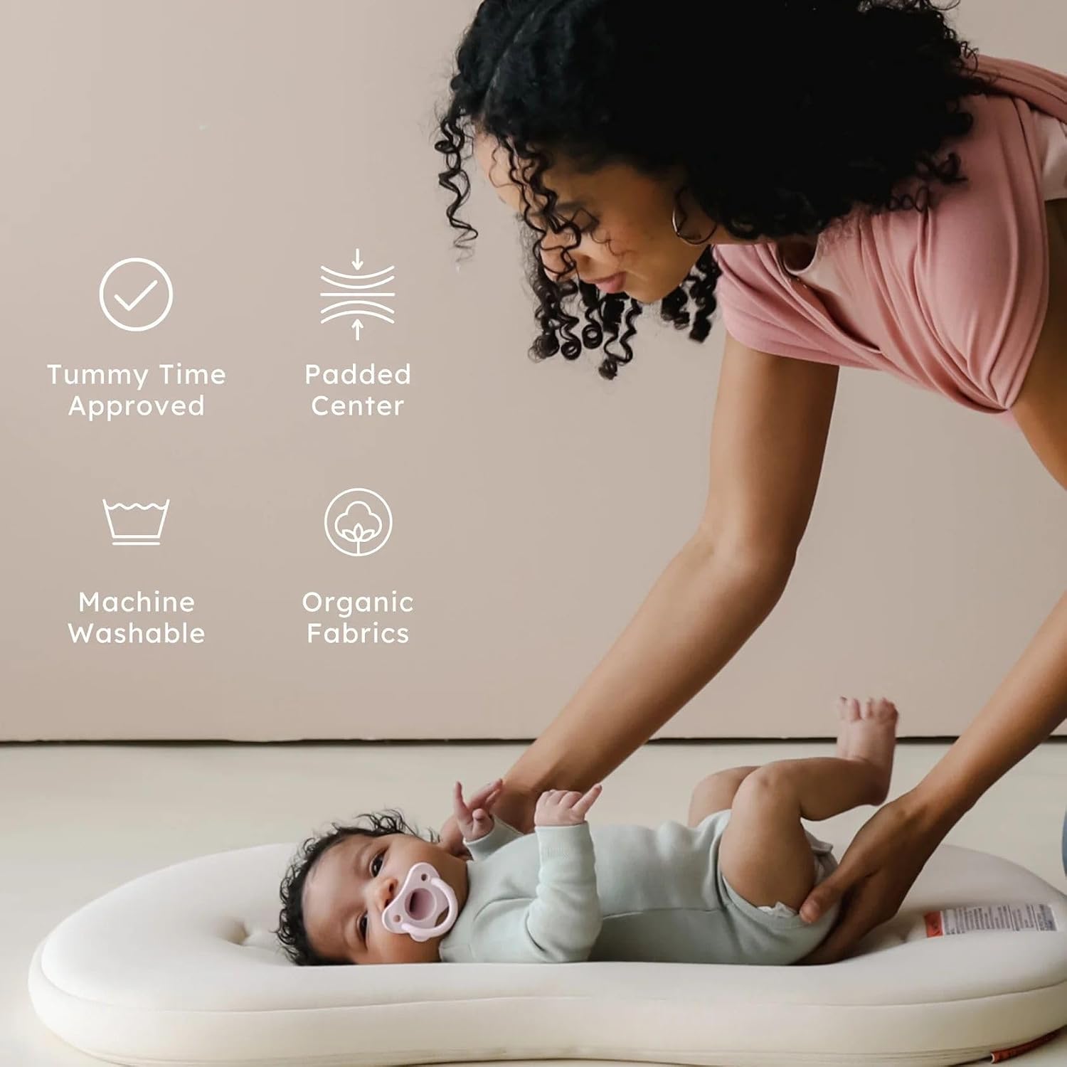 Snuggle Me® Baby Lounger Curve (0-6 Months) - Premium Organic Cotton with Foam Core, Machine-Washable Cover, Buttery-Soft & Breathable CSPC Compliant Infant Lounger Baby Nest with Travel Bag - Natural
