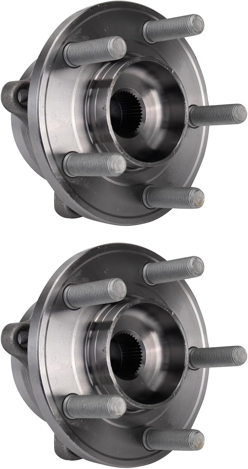 TRQ Front Left and Right Wheel Bearing and Hub Assembly Set 2 Piece Compatible with 2015-2017 Ford Mustang Shelby GT350 2018-2021 Mustang GT 2017-2022 GT