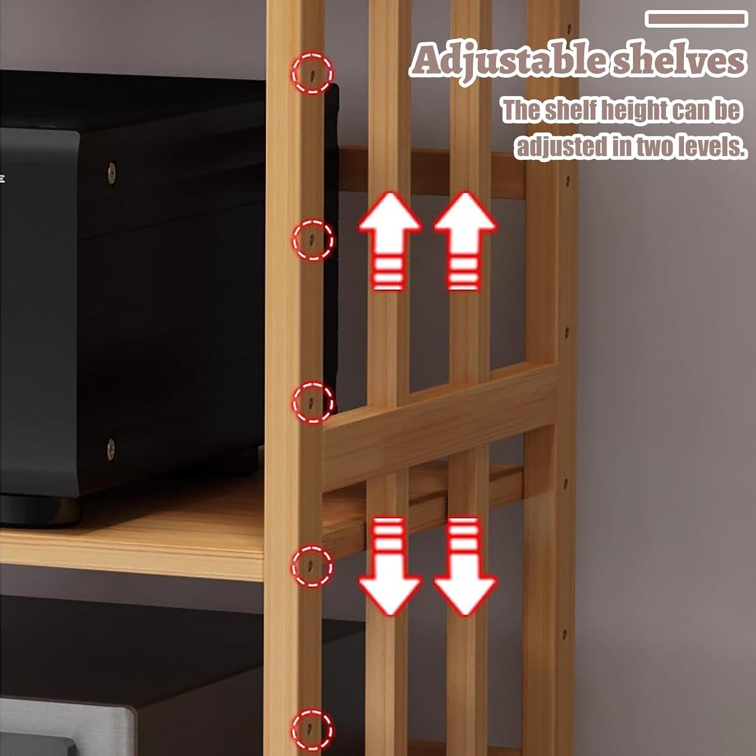 Stand Movable Audio Equipment Cabinet w/Adjustable Shelf, Home Stereo Rack System Complete for Cd Player and Speakers, 1-5 Tier Av Component Stand(Natural-60x88cm