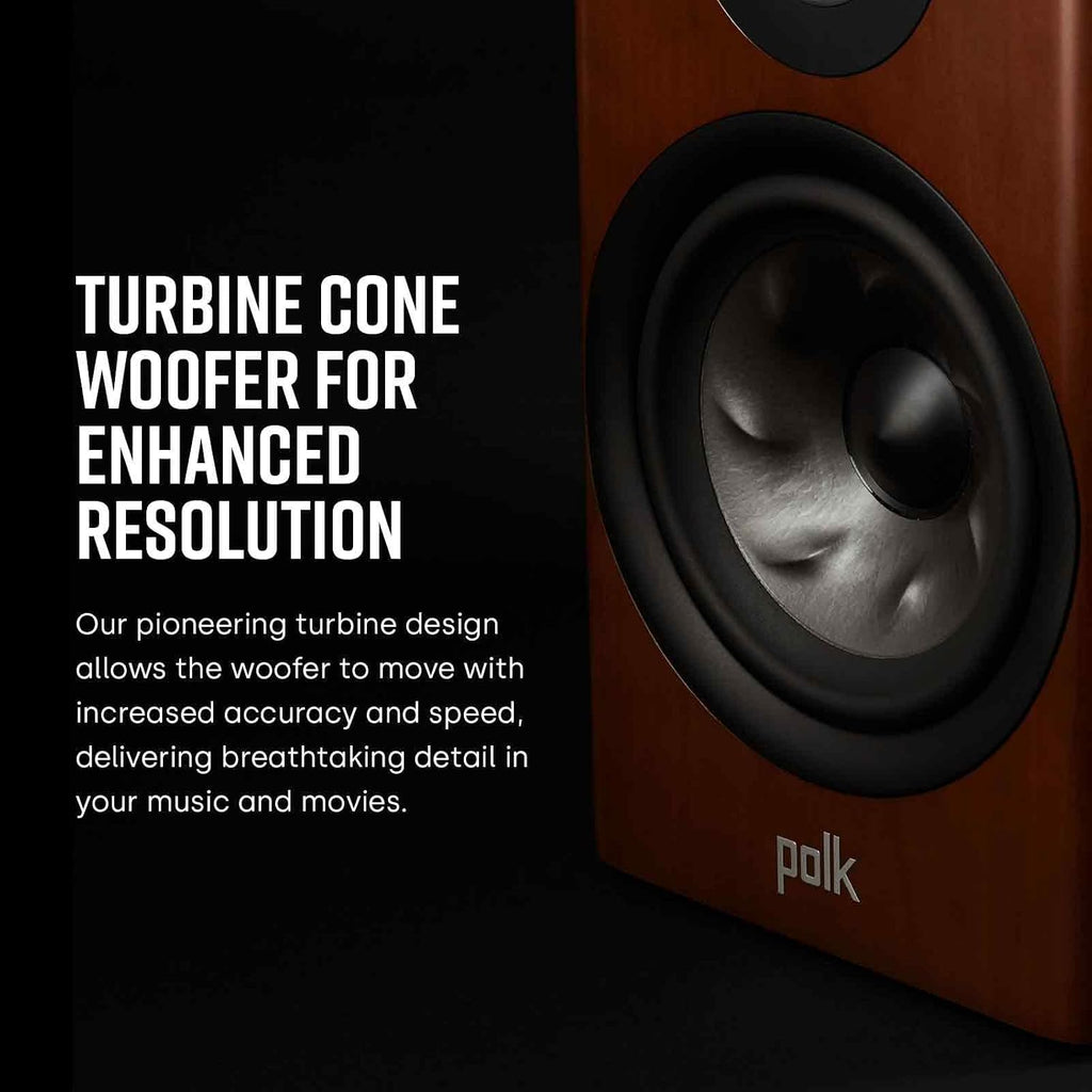 Polk Audio Reserve R200 Large Bookshelf Speaker for Dynamic, Detailed Home Theater Audio, 1' Pinnacle Ring Tweeter & 6.5' Turbine Cone Woofer, Dolby Atmos & IMAX Enhanced, Wall Mountable, Brown