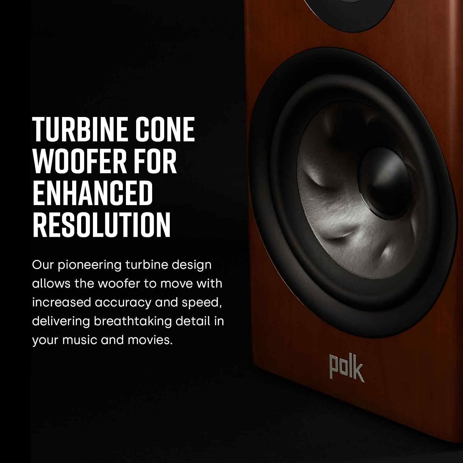 Polk Audio Reserve R200 Large Bookshelf Speaker for Dynamic, Detailed Home Theater Audio, 1' Pinnacle Ring Tweeter & 6.5' Turbine Cone Woofer, Dolby Atmos & IMAX Enhanced, Wall Mountable, Brown