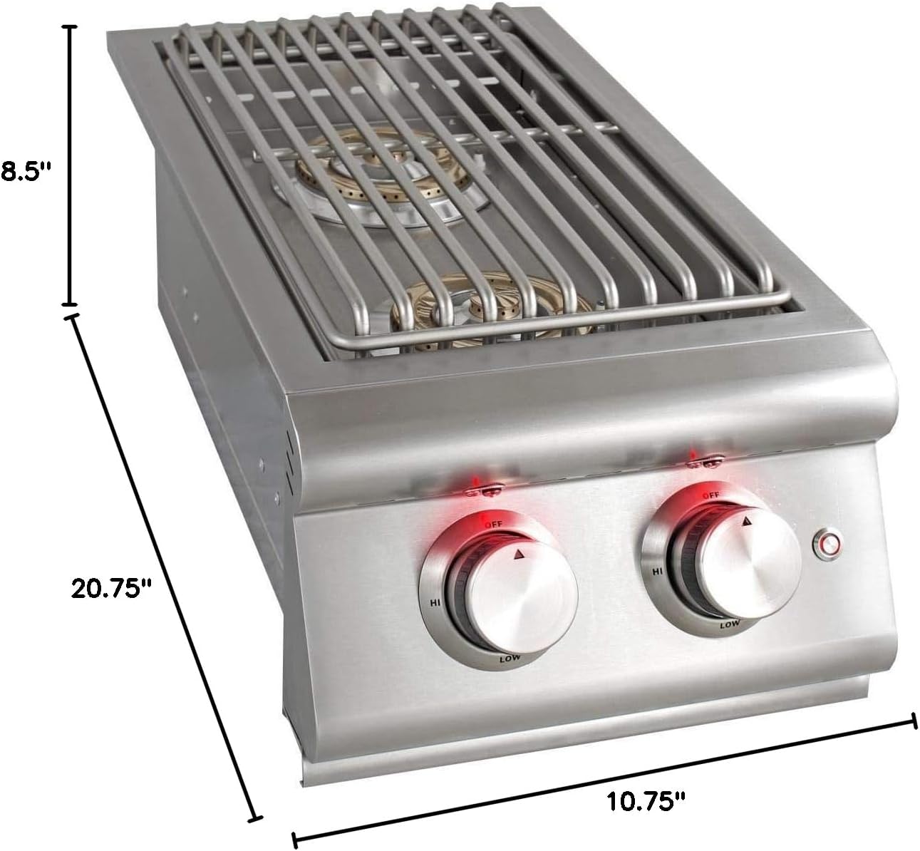 Heavy-Duty Stainless Steel Outdoor | Blaze Double Side Burner Natural Gas Grill Barbeque | LED Lights Thermometer | Best Of Backyard For Grilling Masters | BLZ-SB2LTE-NG