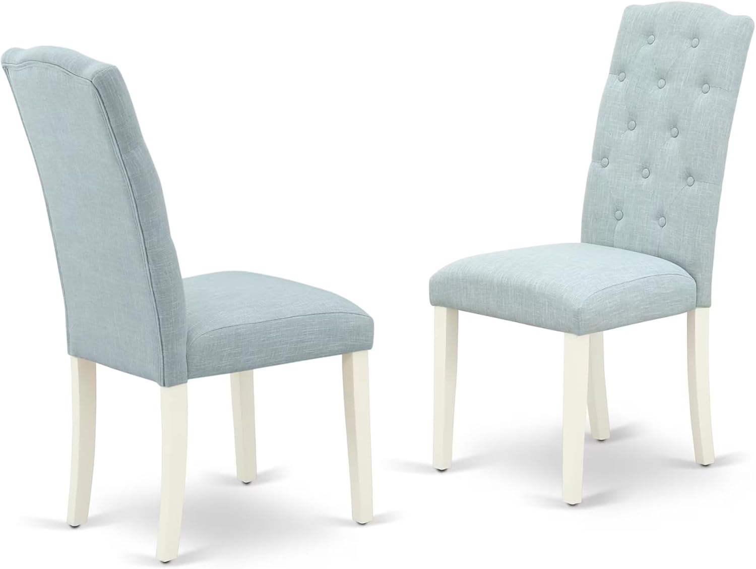 East West Furniture 1NDCE5-LWH-15 5 Piece Dining Table Set Includes a Rectangle Kitchen Table with Dropleaf and 4 Baby Blue Linen Fabric Upholstered Chairs, 30x48 Inch, Linen White