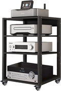 Heavy Duty Media Stereo Stand Equipment Shelf, 1 2 3 4 Layer Black Video Game/DVD Holder, Audio Component Rack Tower for Tv Accessories Record Player Console(H80cm-3Tier)