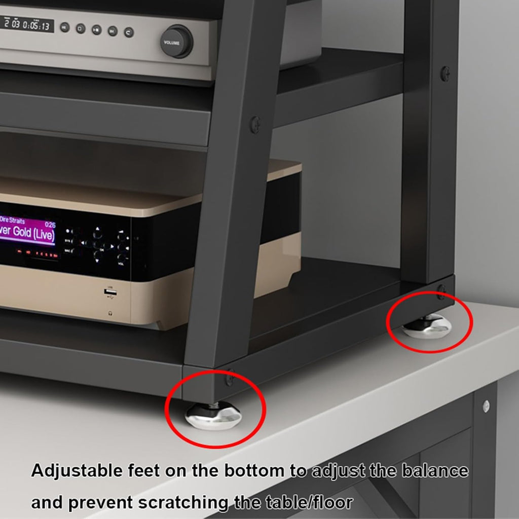 2/3/4-Tier AV Media Stand Desktop or Floor-Standing Audio Rack CD Player Stand Home Corner Stereo Equipments Components Cabinet Multi-Function Open Storage Shelf with Wooden Shelves(A-4 Tier,50cm(19.7