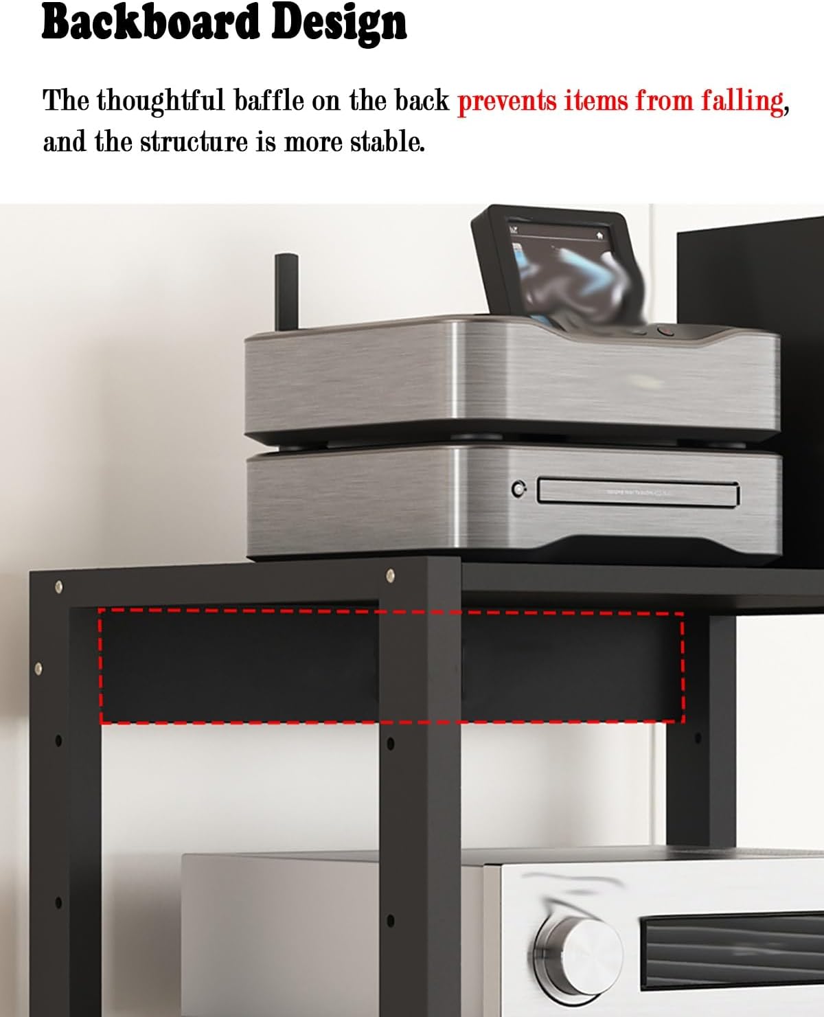 3-Tier Stereo Cabinet Furniture Equipment Shelf with Wheels, Mobile Corner Media Storage Stands Kitchen Organizer, Small Office Audio-Video Equipment Shelf (Size : 3 Tier (B))