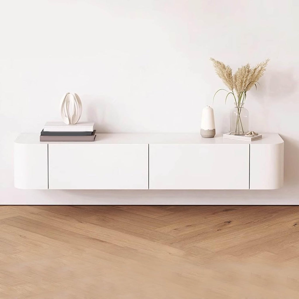 Solid Wood Wall-Mounted TV Cabinet - 47.2' White Media Console & Storage Unit for Living Room, Stylish TV Bench for Media Equipment & Entertainment Setup