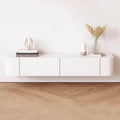 Solid Wood Wall-Mounted TV Cabinet - 47.2' White Media Console & Storage Unit for Living Room, Stylish TV Bench for Media Equipment & Entertainment Setup
