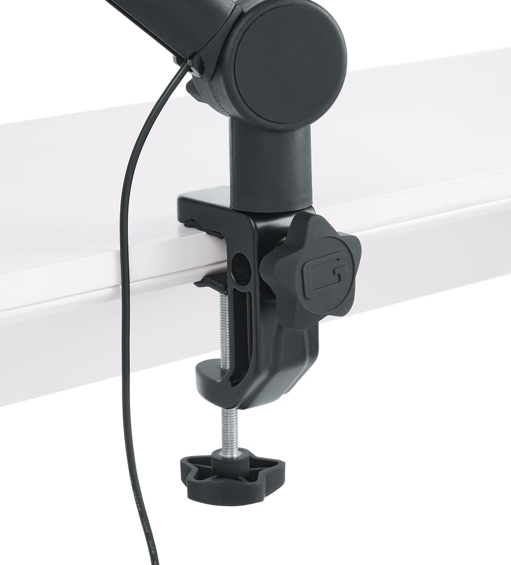 Gator Frameworks Professional Desktop Broadcast/Podcast Microphone Boom Stand with On-Air Indicator Light, Blue,Violet, & Red (GFWMICBCBM4000)