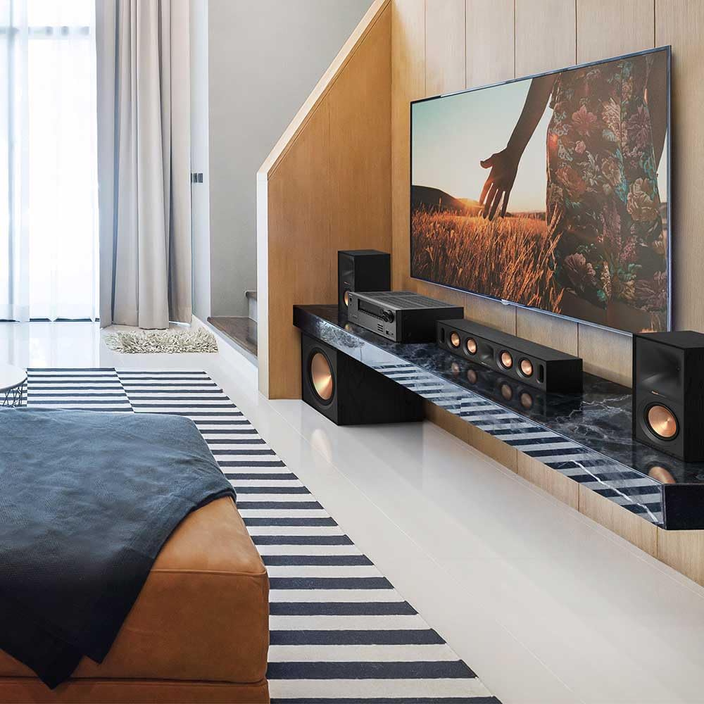 Klipsch Reference Next-Generation R-50M Horn-Loaded Bookshelf Speakers with 5.25' Spun-Copper Woofers for Best-in-Class Home Theater Sound in Black