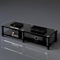 Portable Media Storage Rack Modern Cabinet with Cable Management Audio Rack for Entertainment Stereo Components HiFi Audio Equipment(A,Double Layer)
