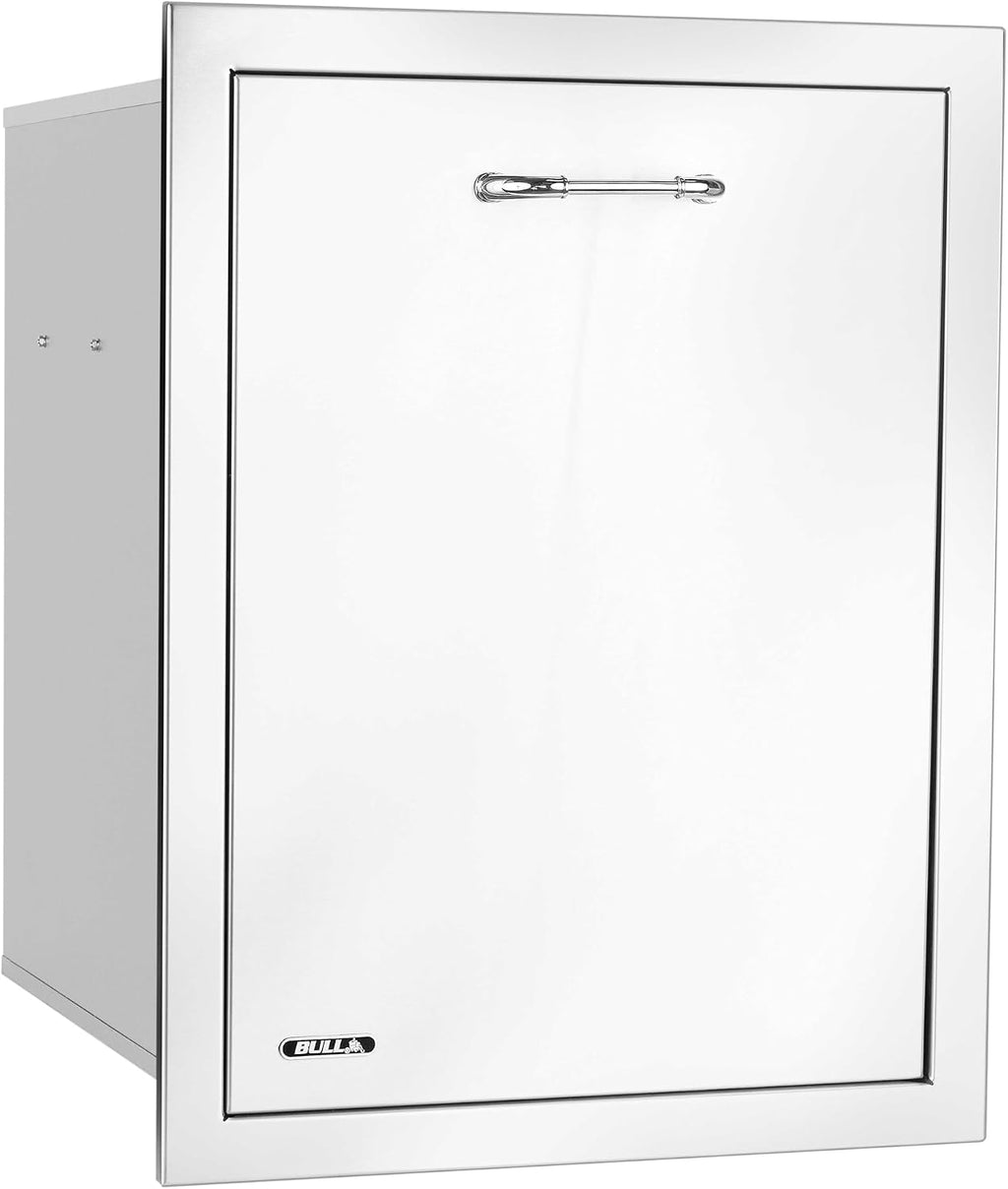 Bull Outdoor Products Complete Outdoor Kitchen Bundle – Brahma 90,000 BTU Built-In Grill Head, Grill Cover, Trash & Recycle Drawer, 38' Door/Drawer Combo, Glass Door & Contemporary Refrigerator – LP