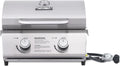 Monument Grills Tabletop Propane Gas Grill for Outdoor Portable Camping Cooking with Travel Locks, Stainless Steel High Lid, and Built in Thermometer