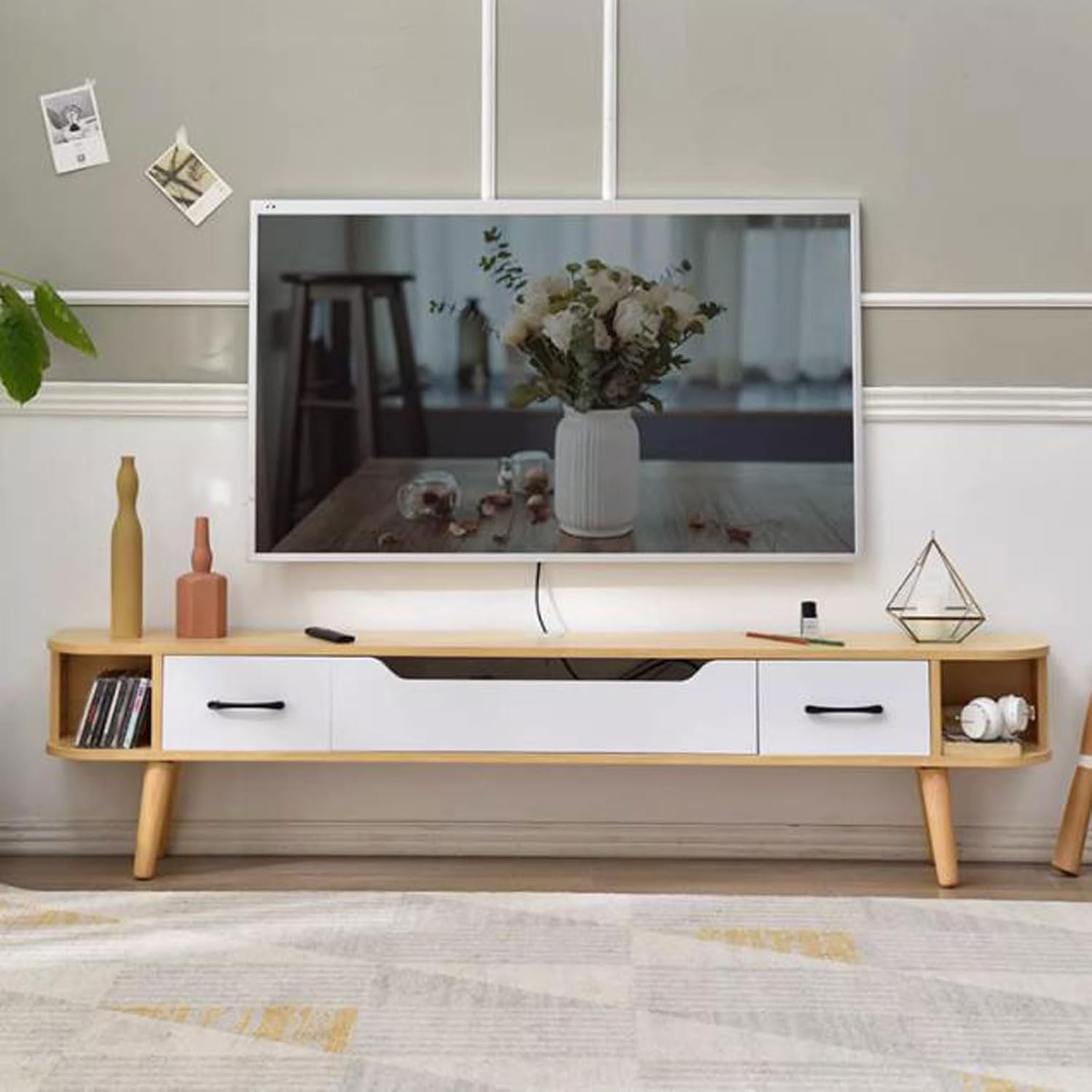 TV Table Unit for TVs, Wall Mounted TV Cabinet Floating TV Shelf Wall Shelf Entertainment Center Storage Cabinet Book Shelf Media Gaming TV Console Goods Rack Audio-visual Equipment Shelves 150cm