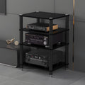 Media Storage Cabinet, Audio Video, Multi-Function Open Storage TV Stand, with Shock-Absorbing Feet Power Amplifier Shelf Equipment Cabinet for Living Room(Black,23.6'x18.8'x31.8')