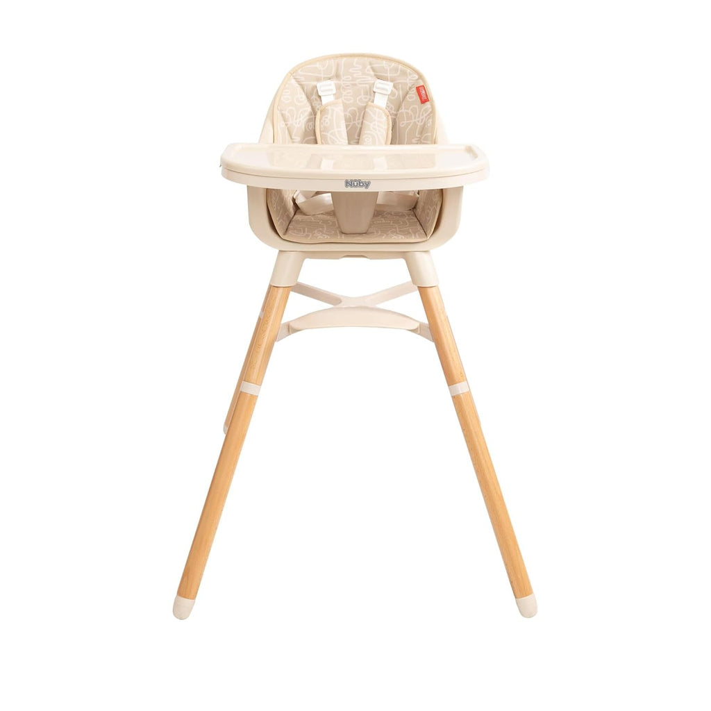Nuby 4-in-1 Baby High Chair Seat with Removable Tray - 6+ Months to 3 Years - Adjustable Toddler Chair for Eating - Holds Up to 60 lbs - Beige