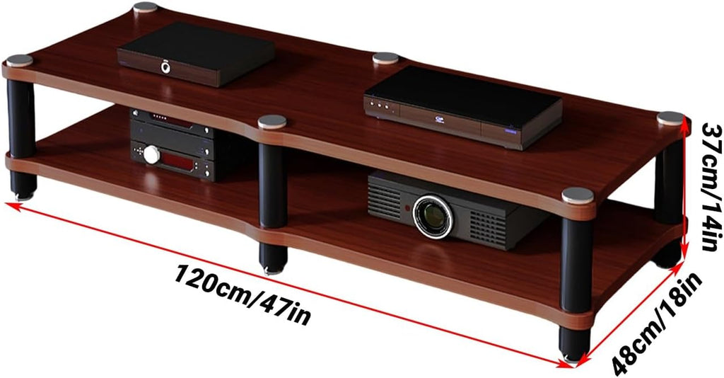 Portable Media Storage Rack Modern Cabinet with Cable Management Audio Rack for Entertainment Stereo Components HiFi Audio Equipment(A,Double Layer)