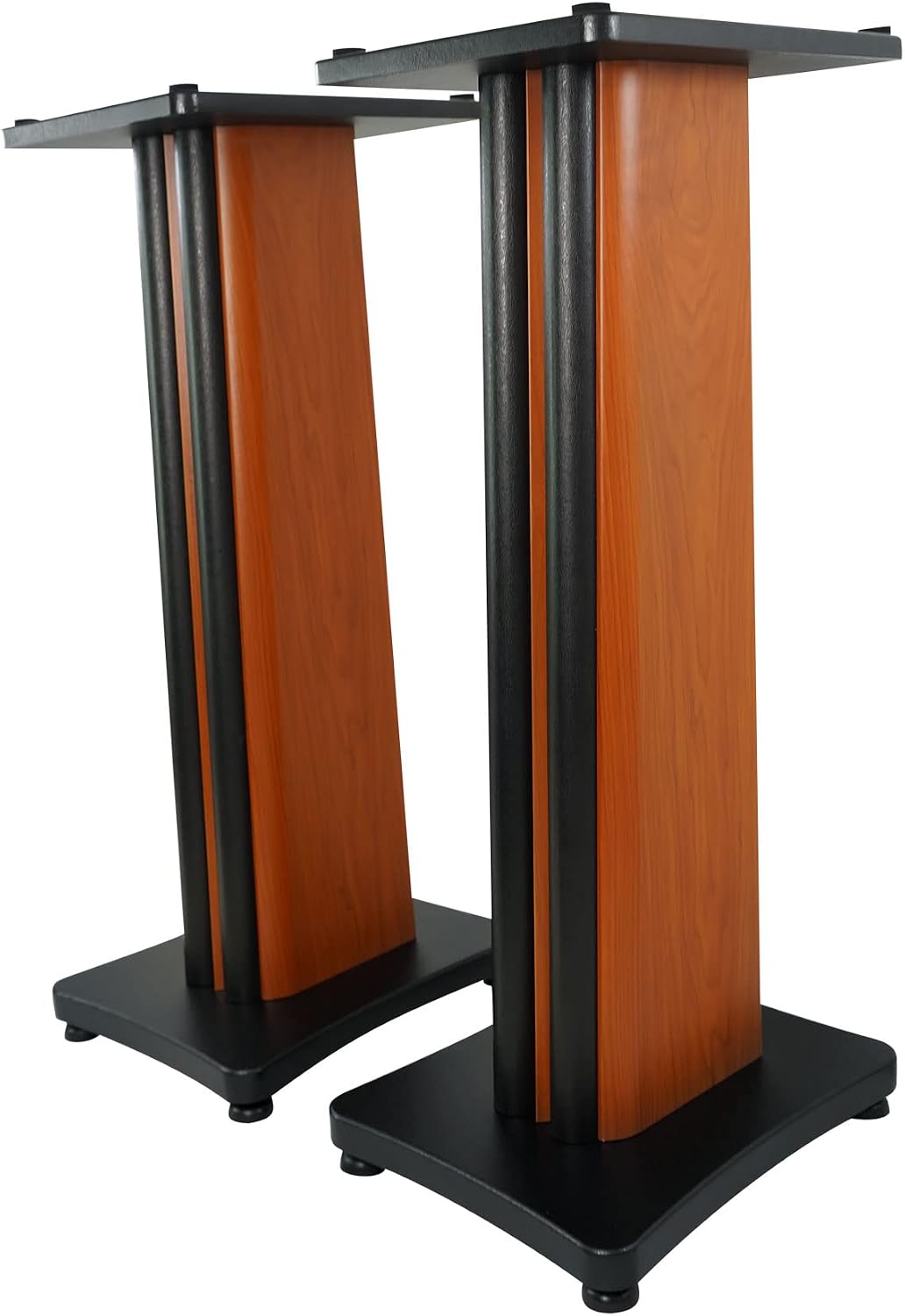 Rockville Pair SS28C 28' Speaker Stands, 100Lbs Capacity, Solid MDF Wood, Classic Wood-Grain Finish, Dual Platforms, Spikes and Pads, for Home Audio and Studio Monitors