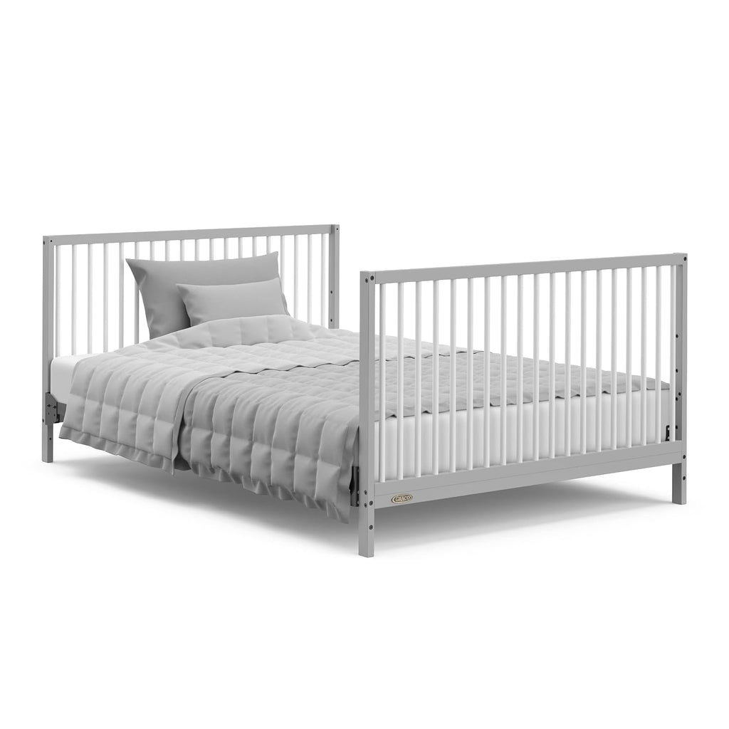 Graco Teddi 5-in-1 Convertible Crib with Drawer – GREENGUARD Gold Certified, Full-Size Nursery Storage Drawer, Baby Crib Converts to Toddler Bed, Daybed and Full-Size Bed (Pebble Gray and White)